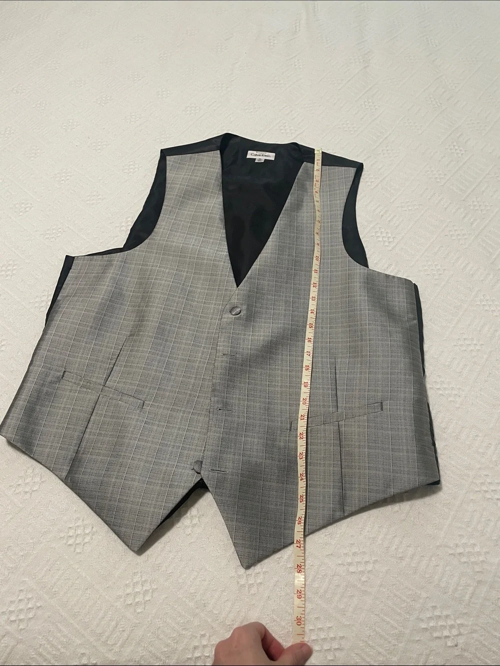 Calvin Klein Grey Plaid Mens Waistcoat Vest